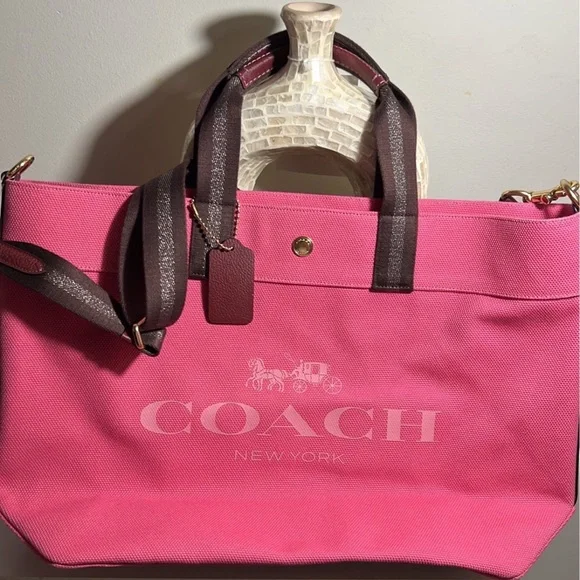 Coach | Bags | Nwot Coach New York Pink Canvas Tote 9 X 12